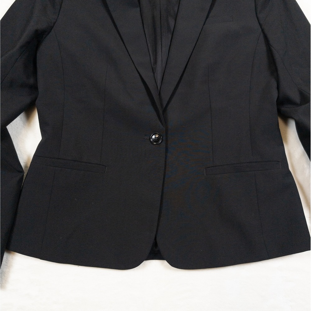 Banana Republic Wool Blazer Women 4 Black Italian Minimalist Quiet Luxury Modern - Picture 12 of 15